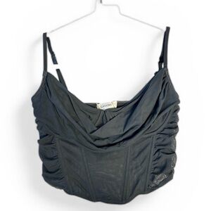 Glassons Gray Mesh Corset Top Ruched Cami Size L